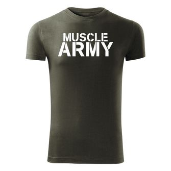 DRAGOWA fitnes majica muscle army, olivno zelena 180 g/m2