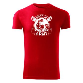 DRAGOWA fitnes majica muscle army original, rdeča 180 g/m2