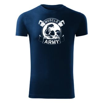 DRAGOWA fitnes majica muscle army original, modra 180 g/m2