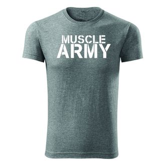 DRAGOWA fitnes majica muscle army, siva 180 g/m2