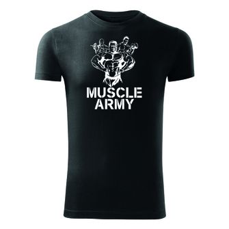 DRAGOWA fitnes majica muscle army team, črna 180 g/m2