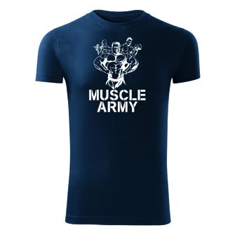 DRAGOWA fitnes majica muscle army team, modra 180 g/m2