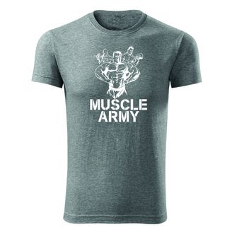 DRAGOWA fitnes majica muscle army team, siva 180 g/m2