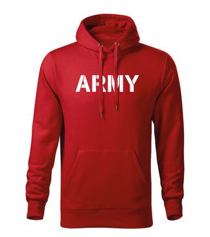 DRAGOWA moški pulover s kapuco army, rdeča 320g/m2