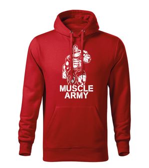 DRAGOWA moški pulover s kapuco muscle army man, rdeča 320g/m2
