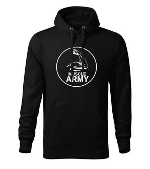 DRAGOWA moški pulover s kapuco muscle army biceps, črna 320g/m2
