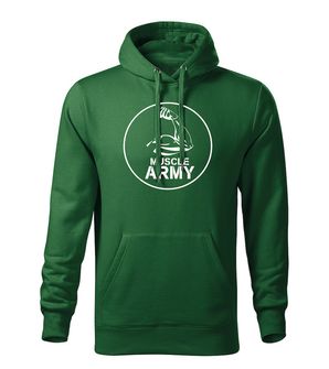 DRAGOWA moški pulover s kapuco muscle army biceps, zelena 320g/m2