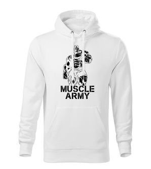 DRAGOWA moški pulover s kapuco muscle army man, bela 320g/m2