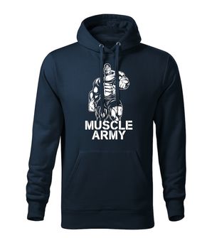 DRAGOWA moški pulover s kapuco muscle army man, temno modra 320g/m2