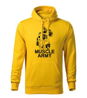 DRAGOWA moški pulover s kapuco muscle army man, rumena 320g/m2