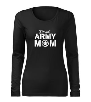 DRAGOWA Slim ženska majica z dolgimi rokavi army mom, črna 160g/m2