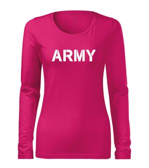 DRAGOWA Slim ženska majica z dolgimi rokavi army mom, roza 160g/m2