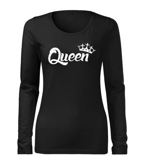 DRAGOWA Slim ženska majica z dolgimi rokavi queen, črna 160g/m2