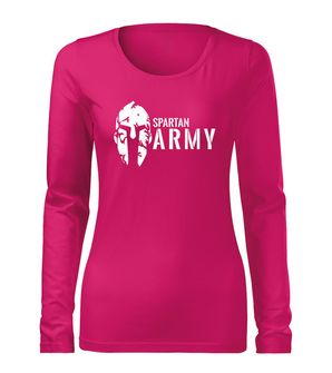 DRAGOWA Slim ženska majica z dolgimi rokavi spartan army, roza 160g/m2