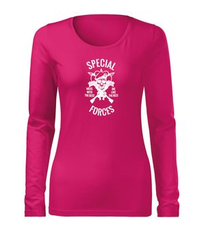 DRAGOWA Slim ženska majica z dolgimi rokavi special forces, roza 160g/m2