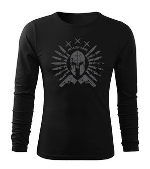 DRAGOWA Fit-T majica z dolgimi rokavi Ares, črna 160g/m2
