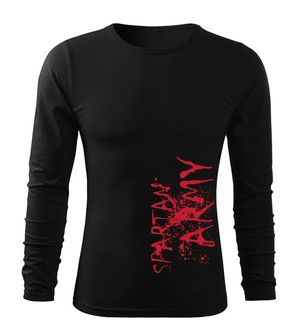 DRAGOWA Fit-T majica z dolgimi rokavi RedWar, črna 160g/m2
