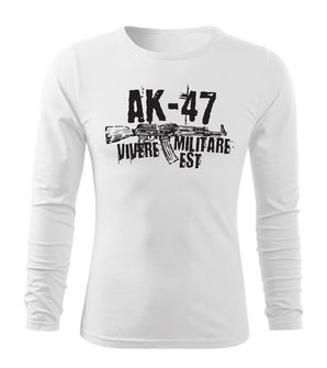 DRAGOWA Fit-T majica z dolgimi rokavi Seneca AK-47, bela 160g/m2
