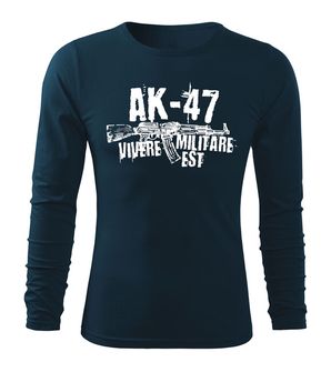 DRAGOWA Fit-T majica z dolgimi rokavi Seneca AK-47, temno modra 160g/m2