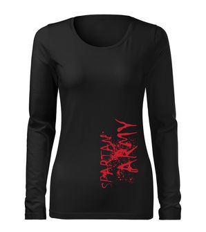 DRAGOWA Slim ženska majica z dolgimi rokavi RedWar, črna 160g/m2